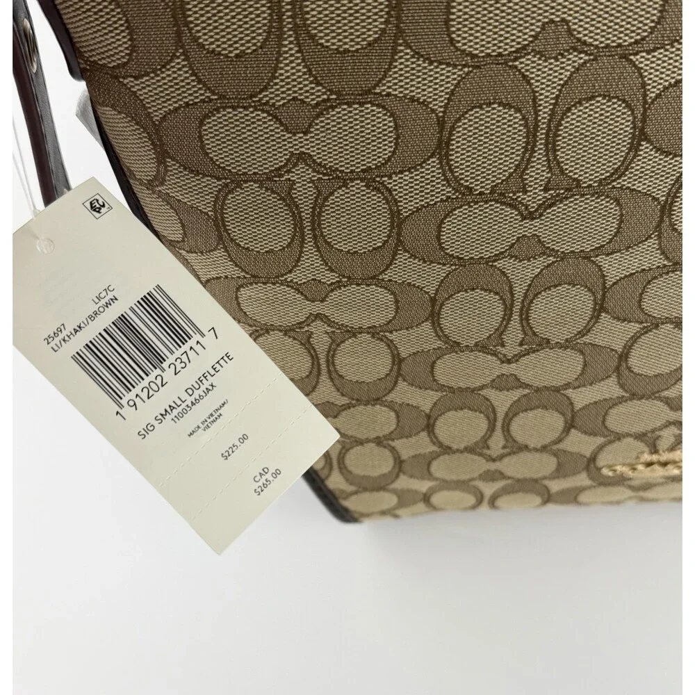 Coach Signature Small Dufflette Crossbody Shoulder Bag, Khaki, Brown, NWT $225